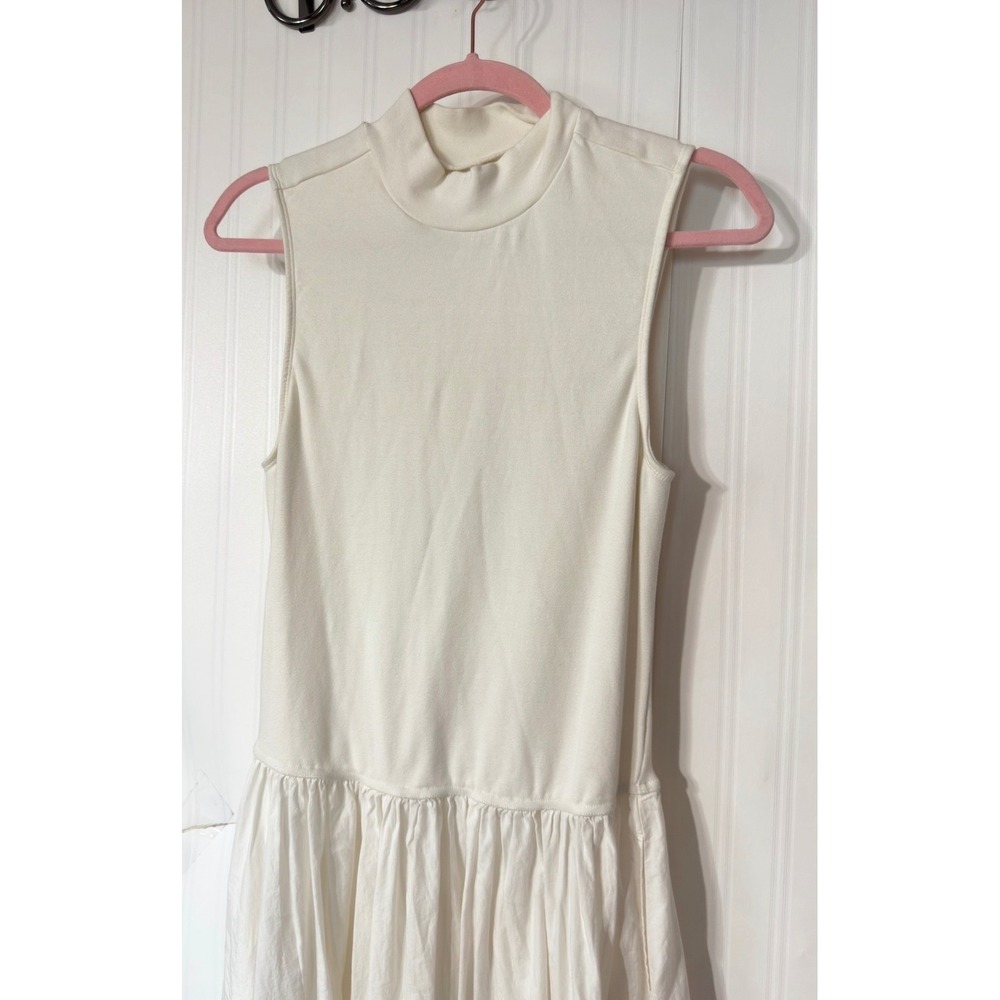Free People Free-Est Ivory Mixed Media Mock Neck Drop Waist Midi Dress Mens M - Picture 4 of 7